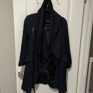 All saints trench black jacket with hood.